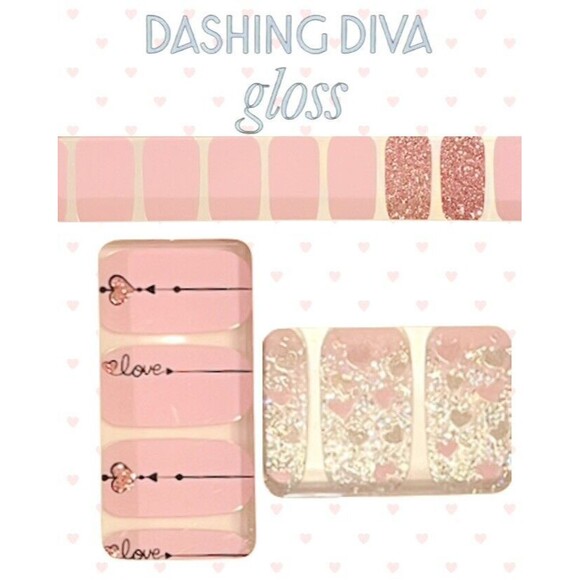 💗Dashing Diva Gloss Ultra Shine Pink Gel Nail Strips~Love Sick Valentine’s Day - Picture 2 of 3